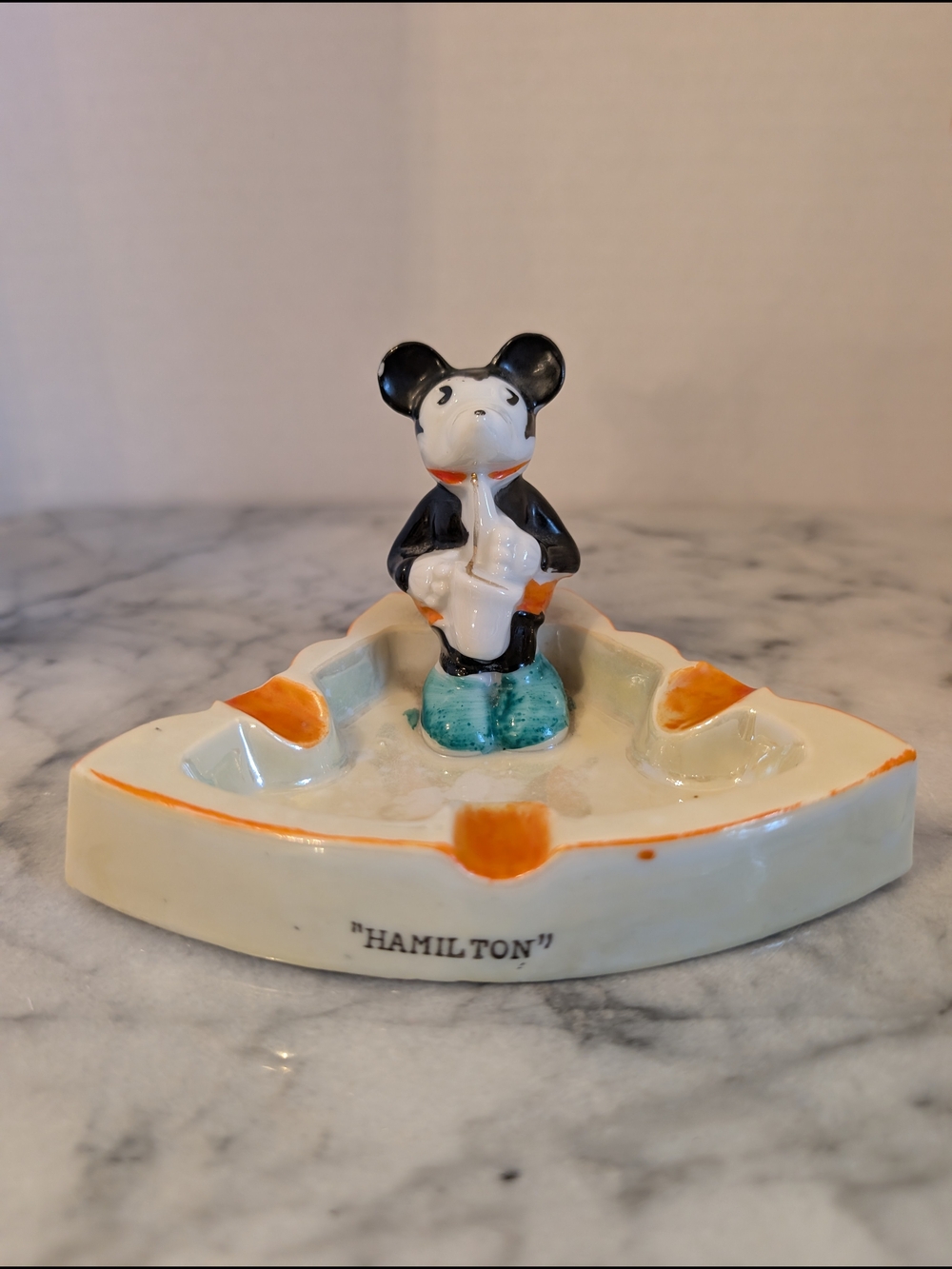 Vintage Mickey Mouse "Hamilton" Ceramic Souvenir Figural Ashtray Japan